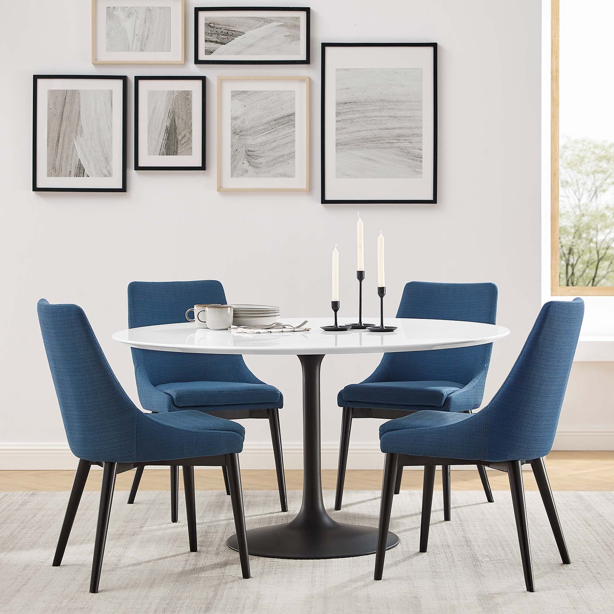 Lippa 54" Round Wood Dining Table - Black White