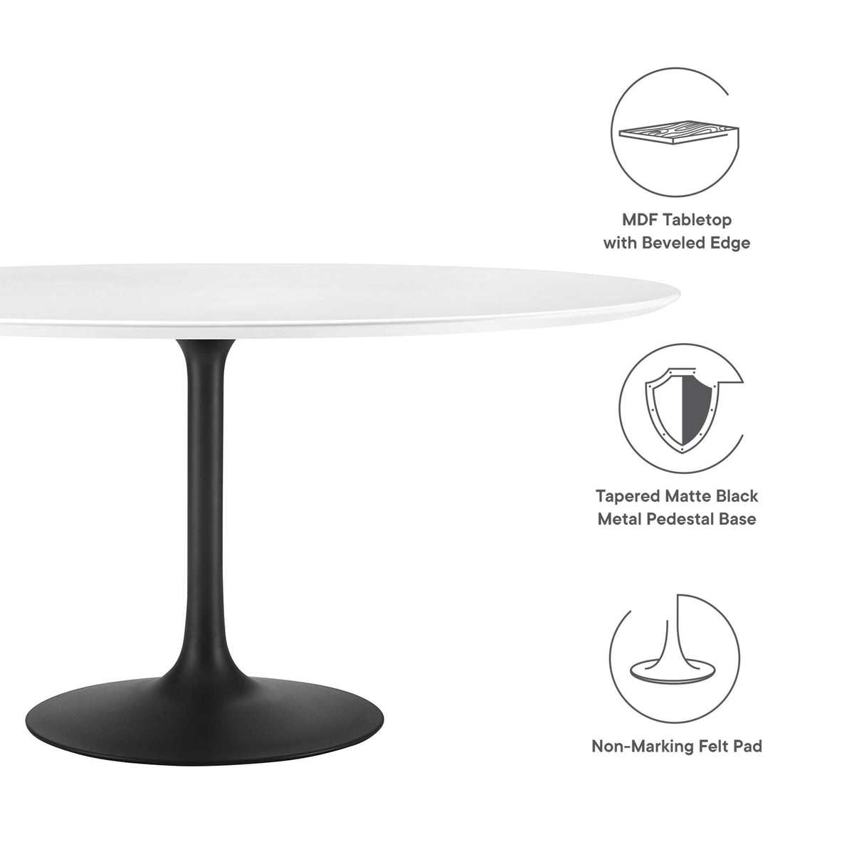 Lippa 60" Round Wood Dining Table - Black White