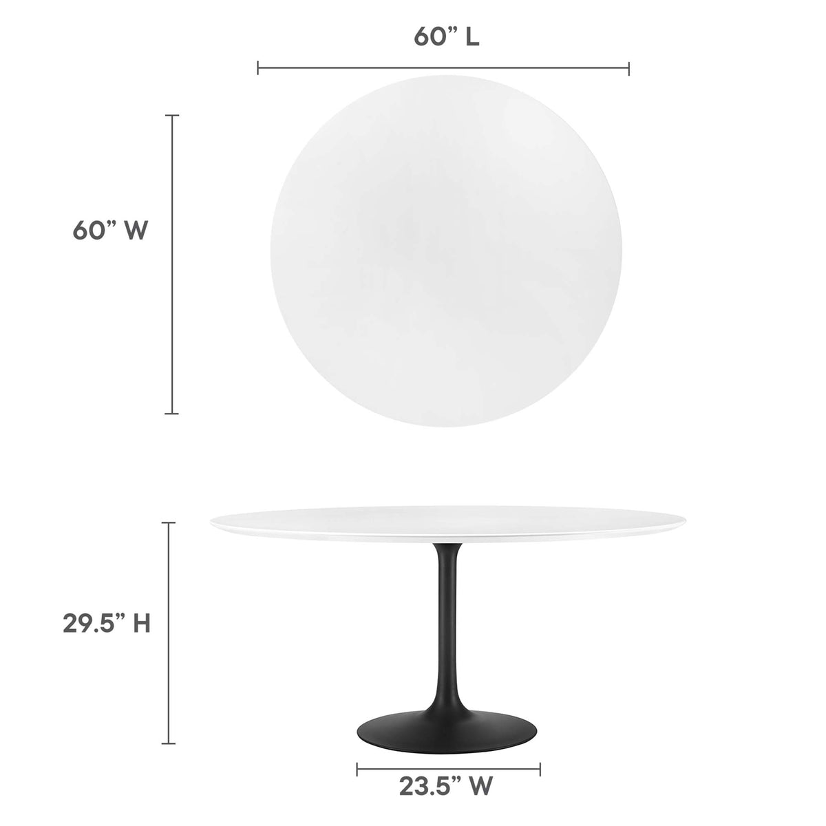 Lippa 60" Round Wood Dining Table - Black White