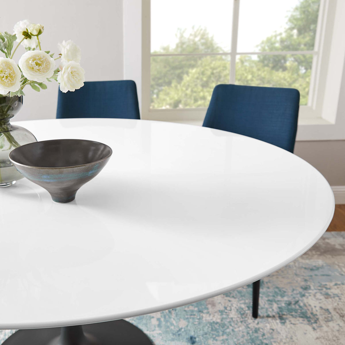 Lippa 60" Round Wood Dining Table - Black White