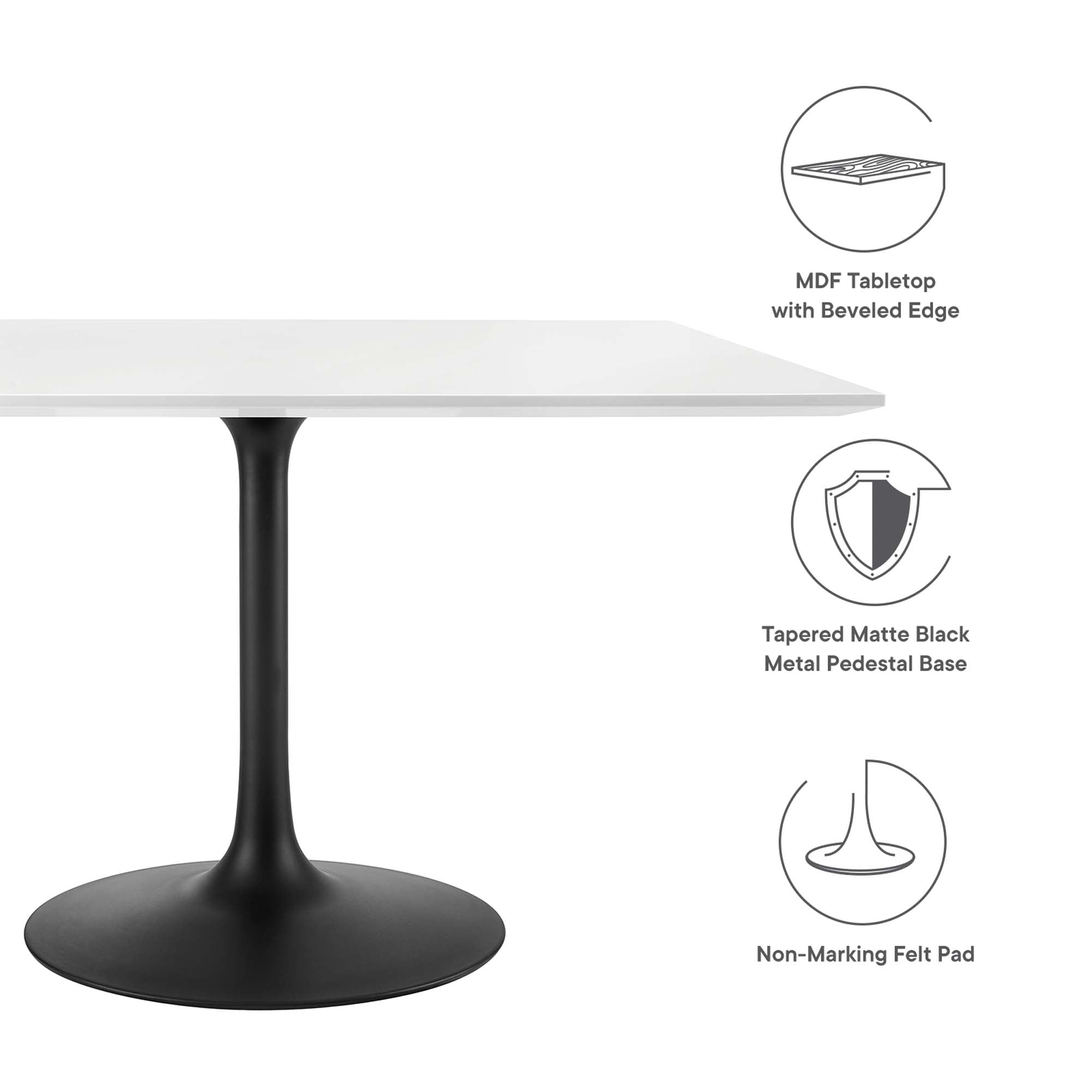 Lippa 48" Square Wood Dining Table - Black White
