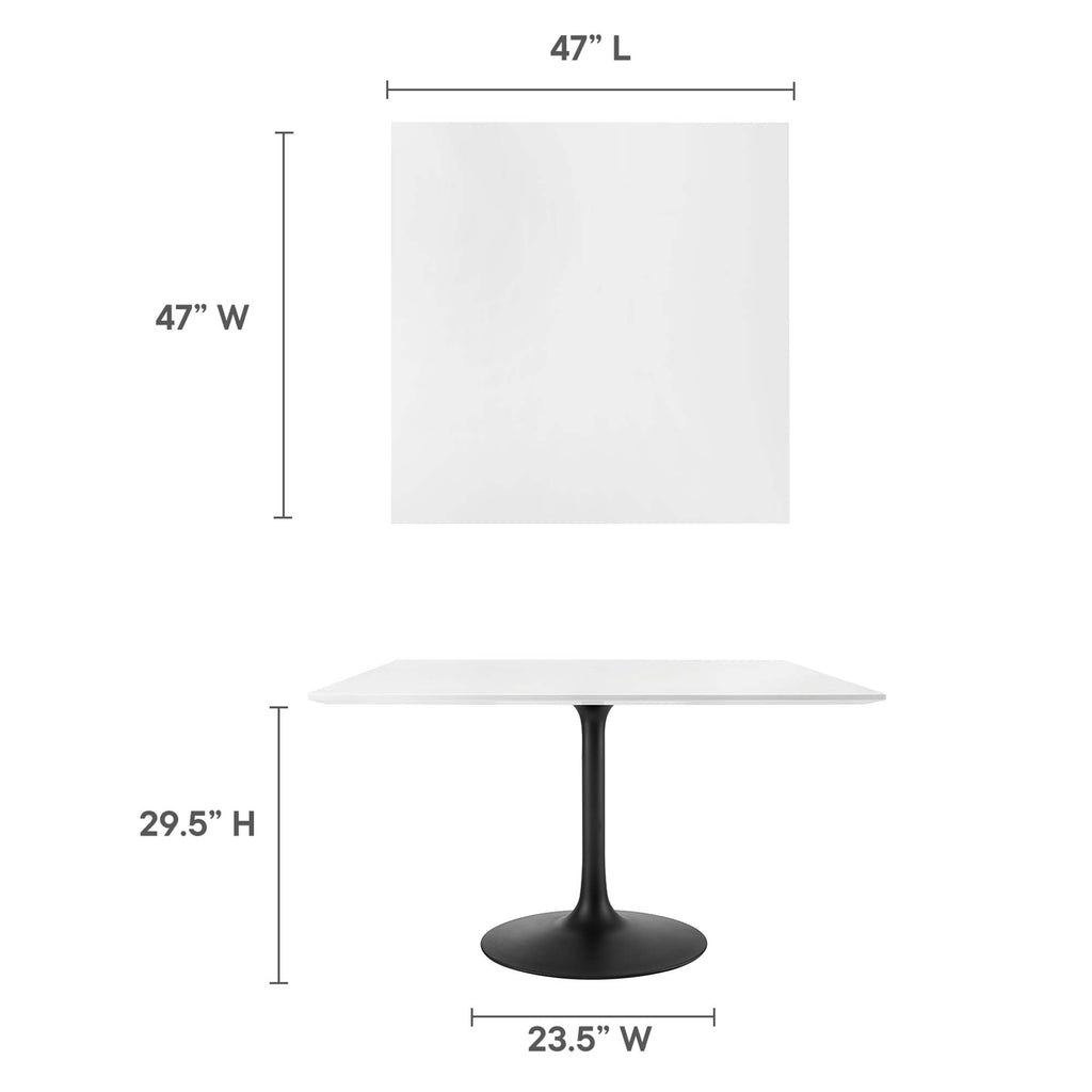 Lippa 48" Square Wood Dining Table - Black White