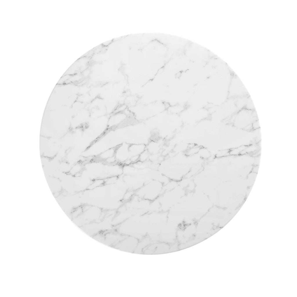 Lippa 40" Round Faux Marble Dining Table - Black White
