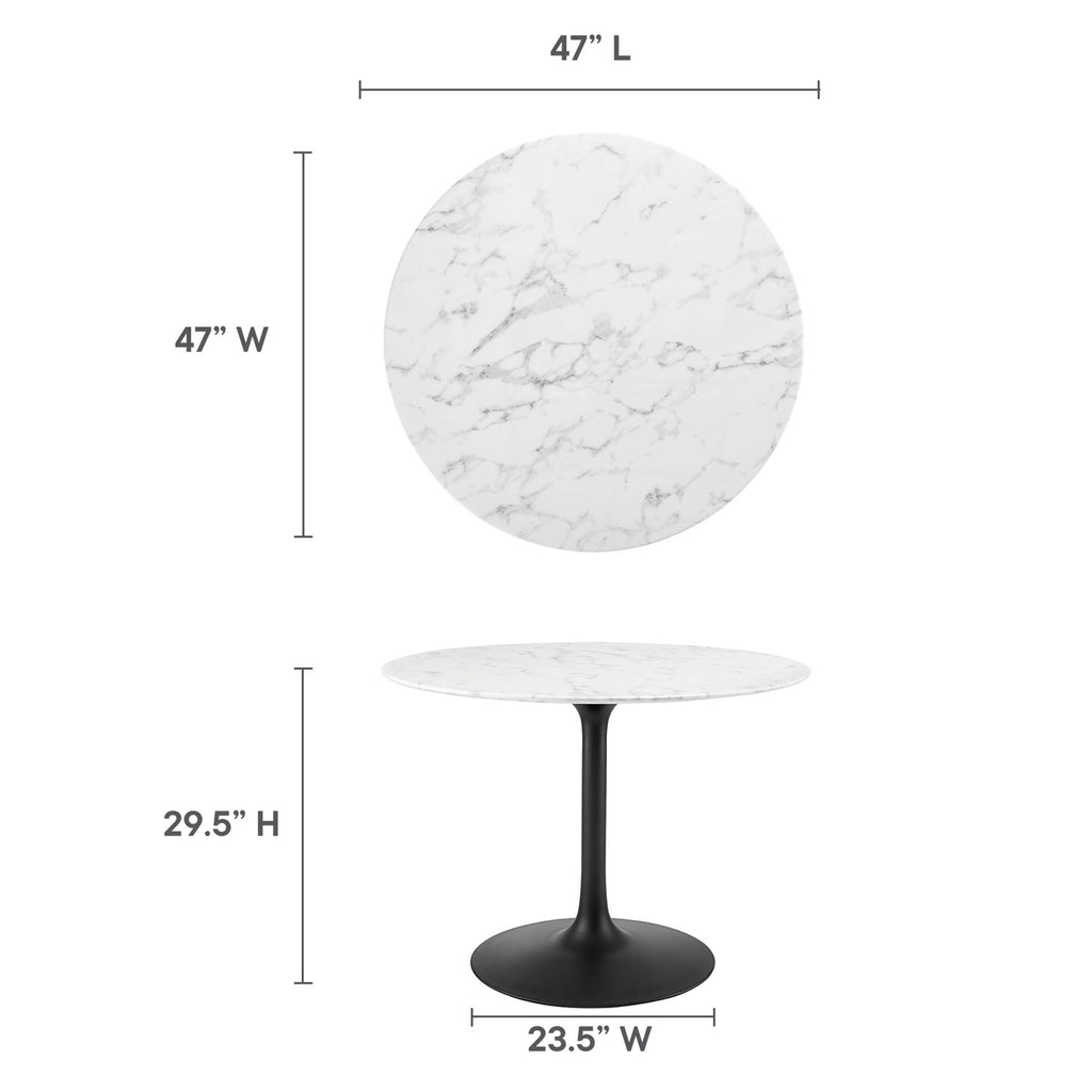Lippa 40" Round Faux Marble Dining Table - Black White