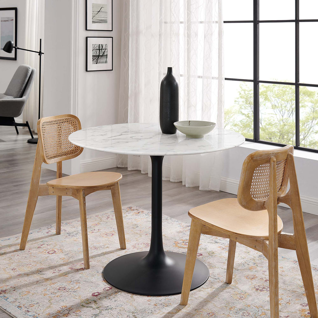 Lippa 40" Round Faux Marble Dining Table - Black White