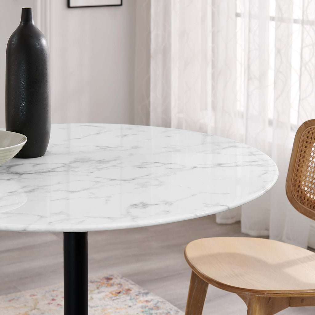 Lippa 40" Round Faux Marble Dining Table - Black White