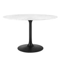 Lippa 48" Round Faux Marble Dining Table - Black White