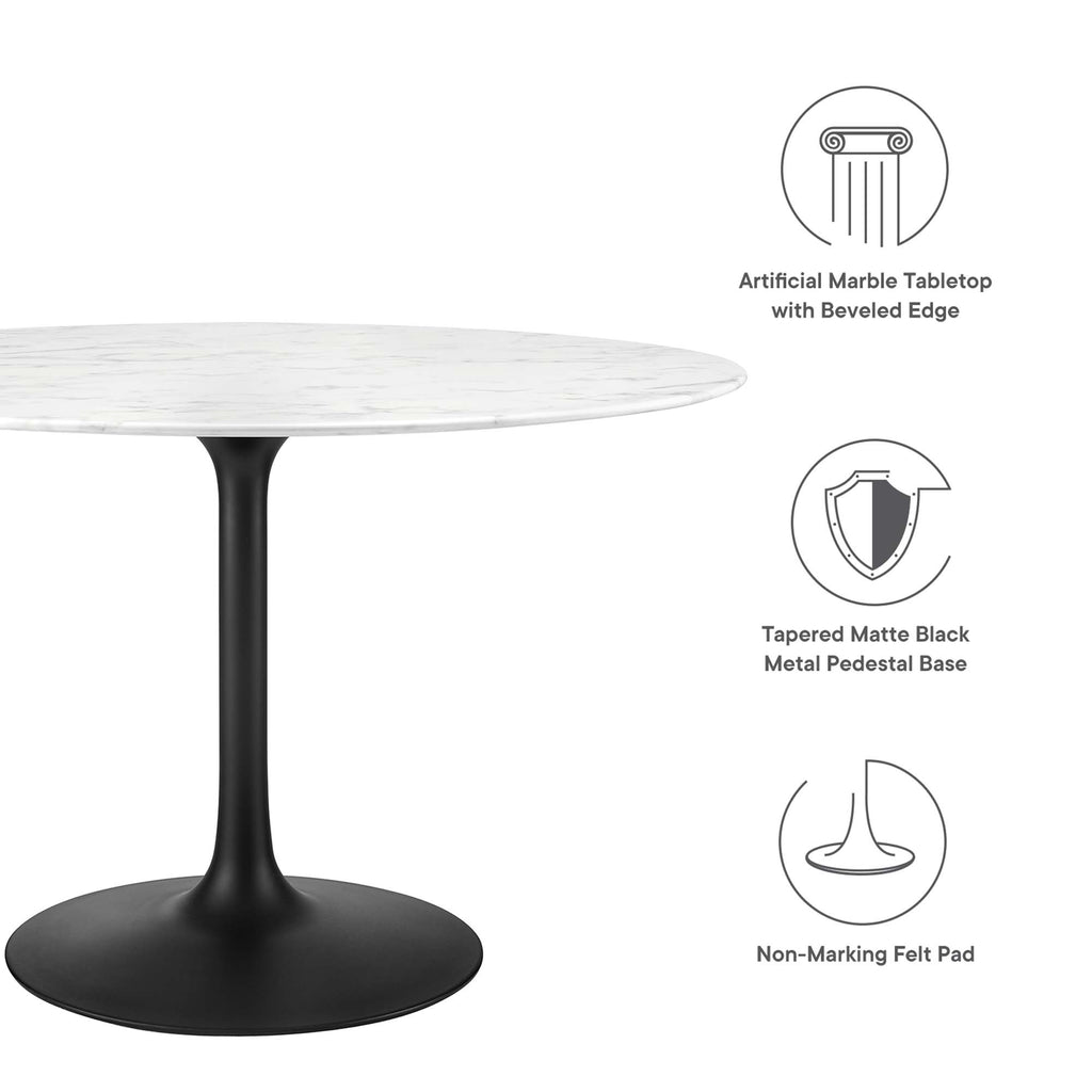 Lippa 48" Round Faux Marble Dining Table - Black White