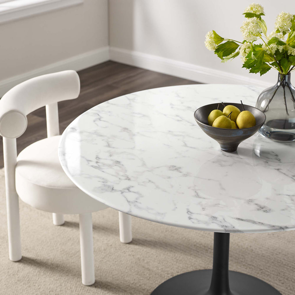 Lippa 48" Round Faux Marble Dining Table - Black White