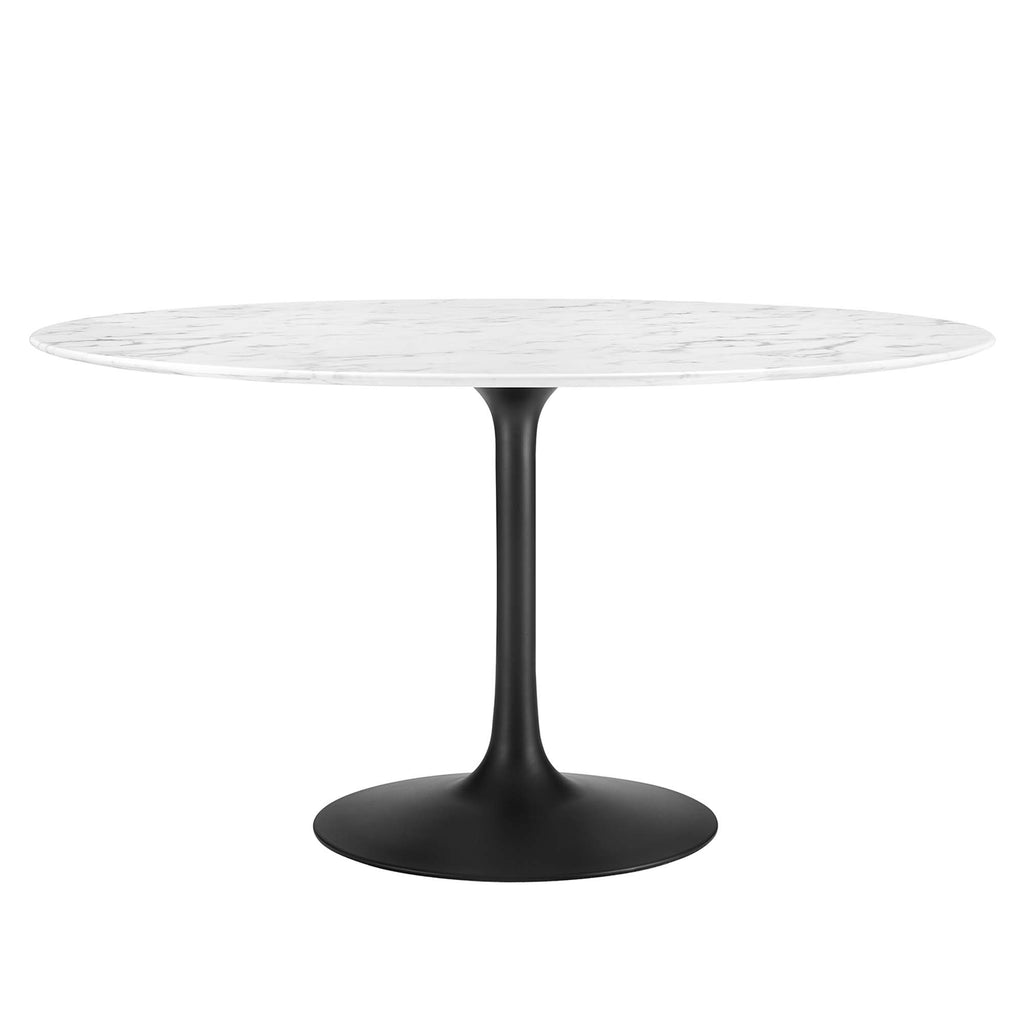 Lippa 54" Round Faux Marble Dining Table - Black White