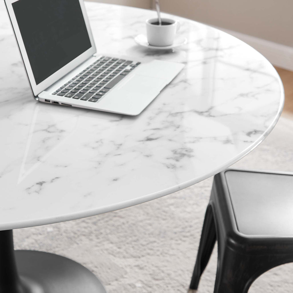 Lippa 54" Round Faux Marble Dining Table - Black White