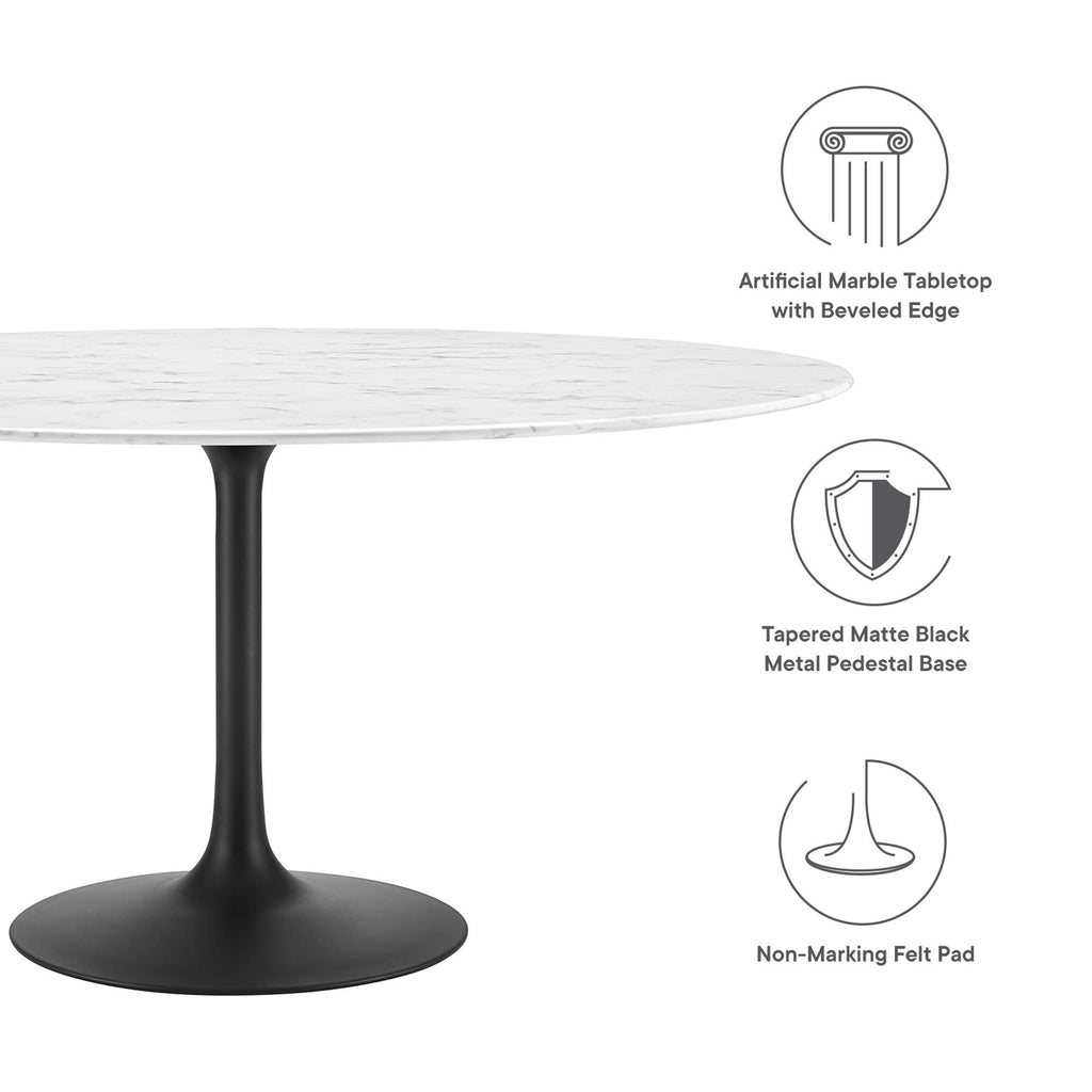 Lippa 60" Round Faux Marble Dining Table - Black White