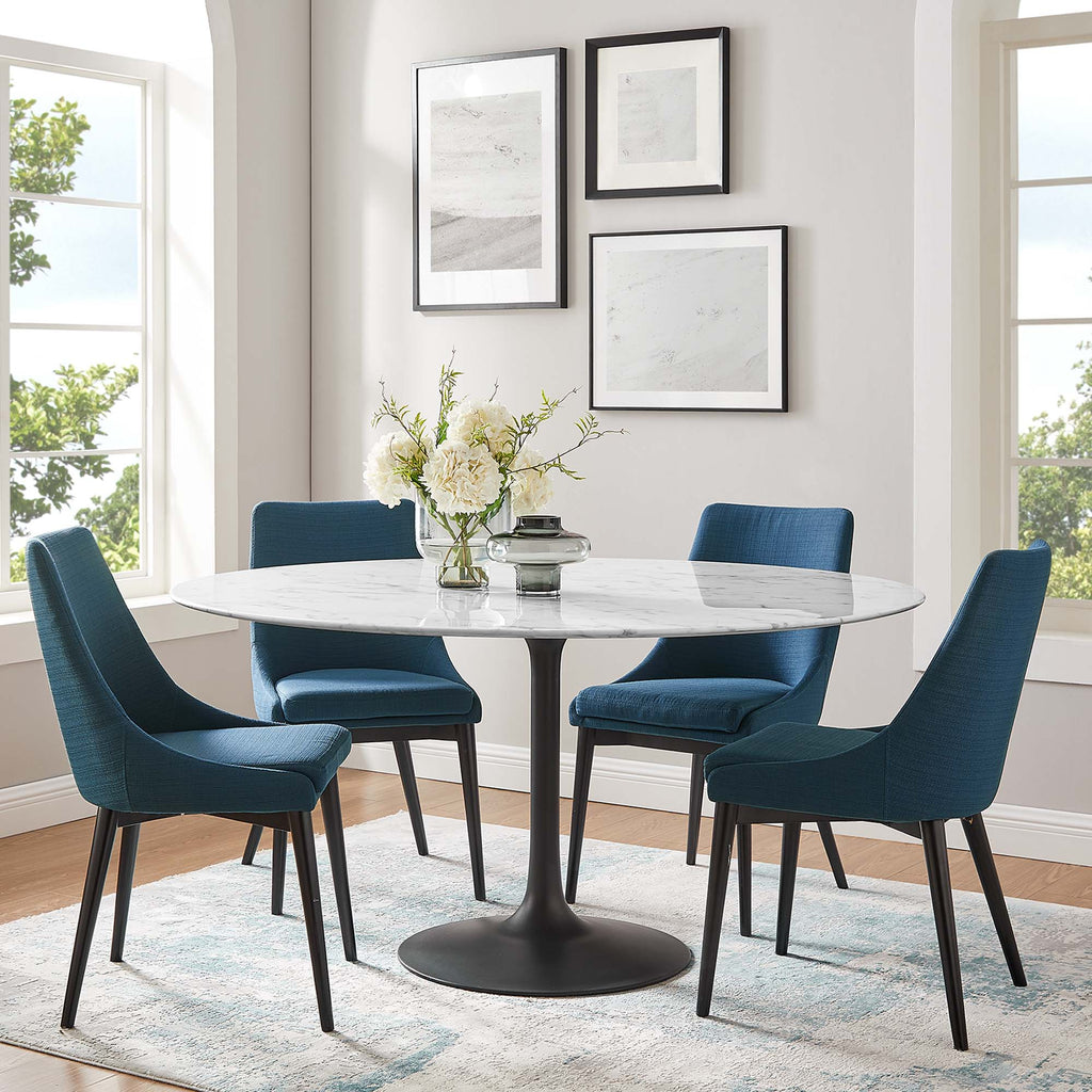 Lippa 60" Round Faux Marble Dining Table - Black White