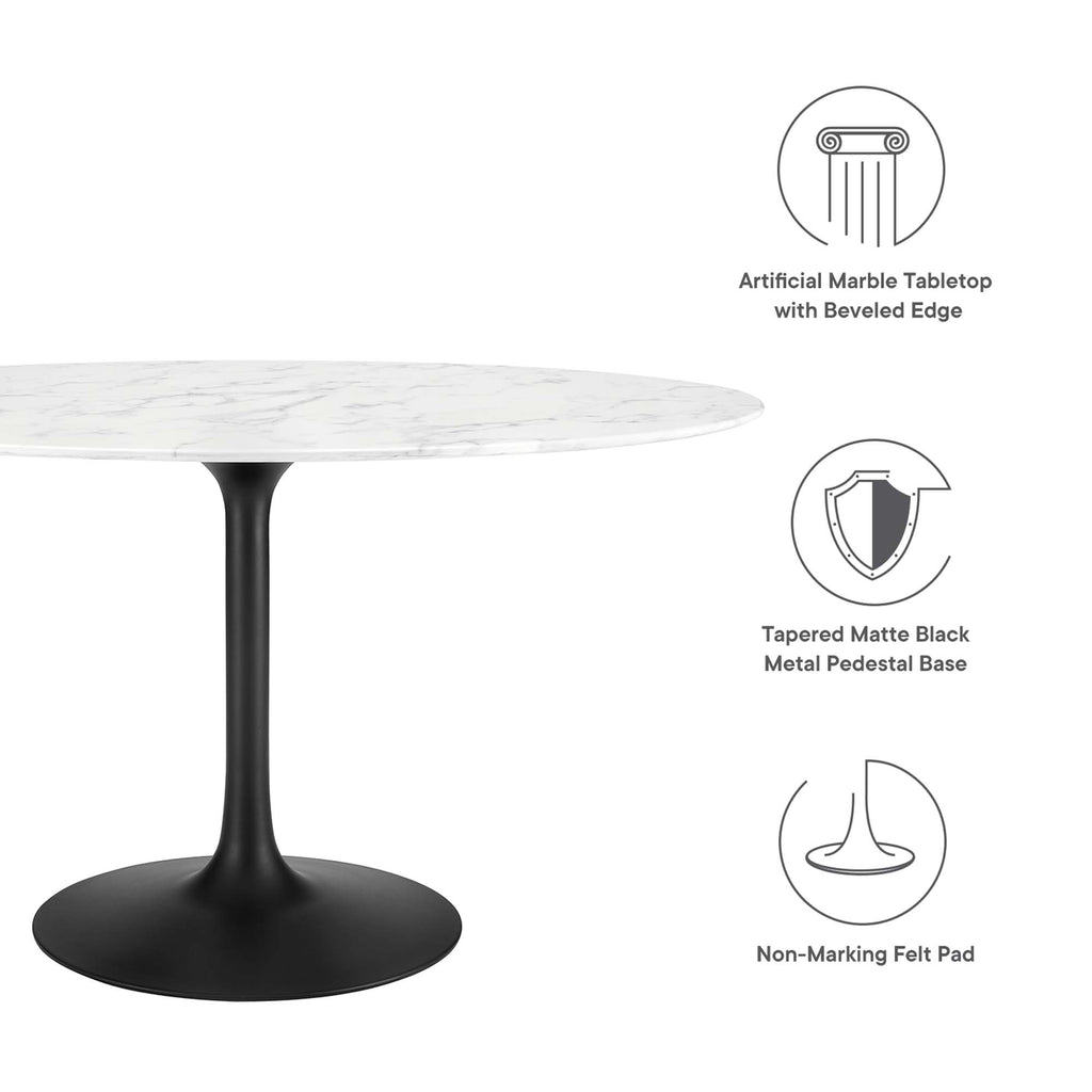 Lippa 54" Oval Faux Marble Dining Table - Black White