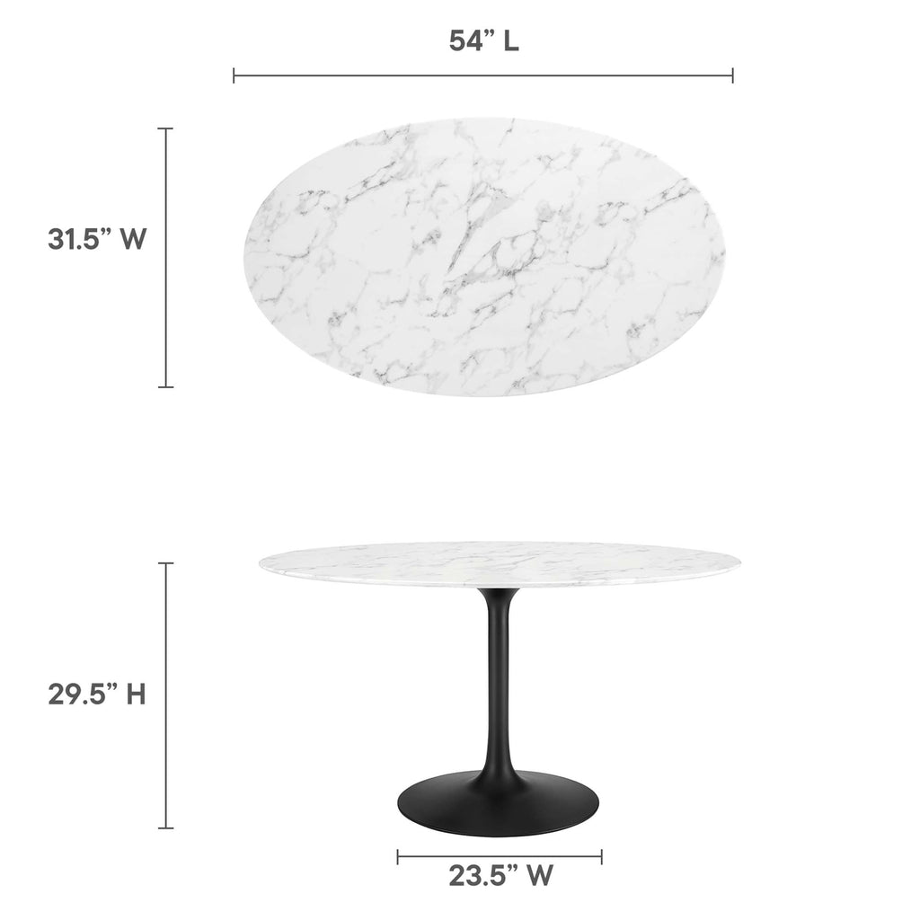 Lippa 54" Oval Faux Marble Dining Table - Black White