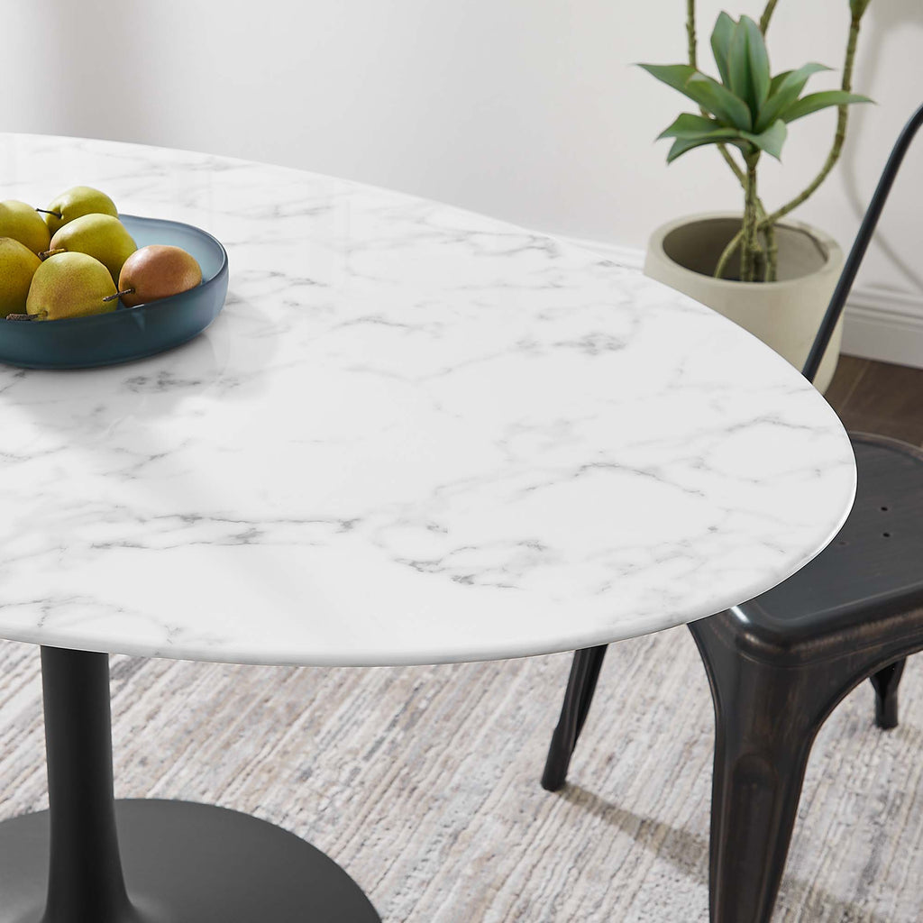 Lippa 54" Oval Faux Marble Dining Table - Black White