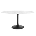 Lippa 60" Oval Faux Marble Dining Table - Black White