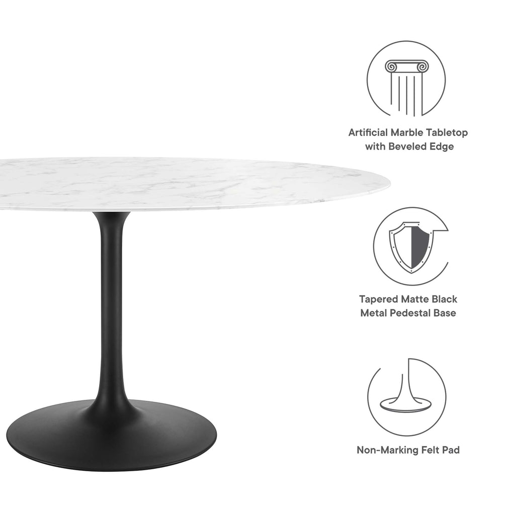 Lippa 60" Oval Faux Marble Dining Table - Black White