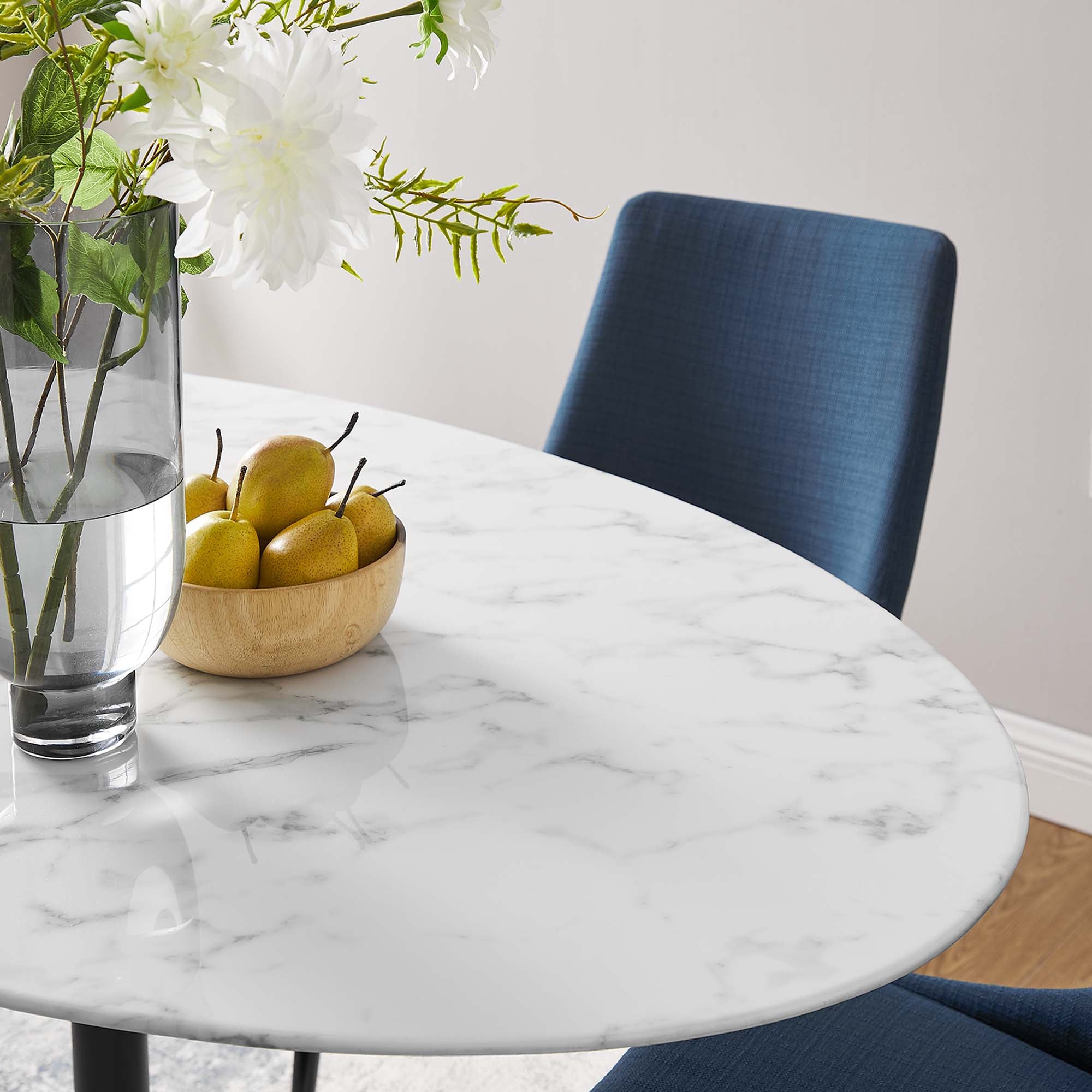 Lippa 60" Oval Faux Marble Dining Table - Black White