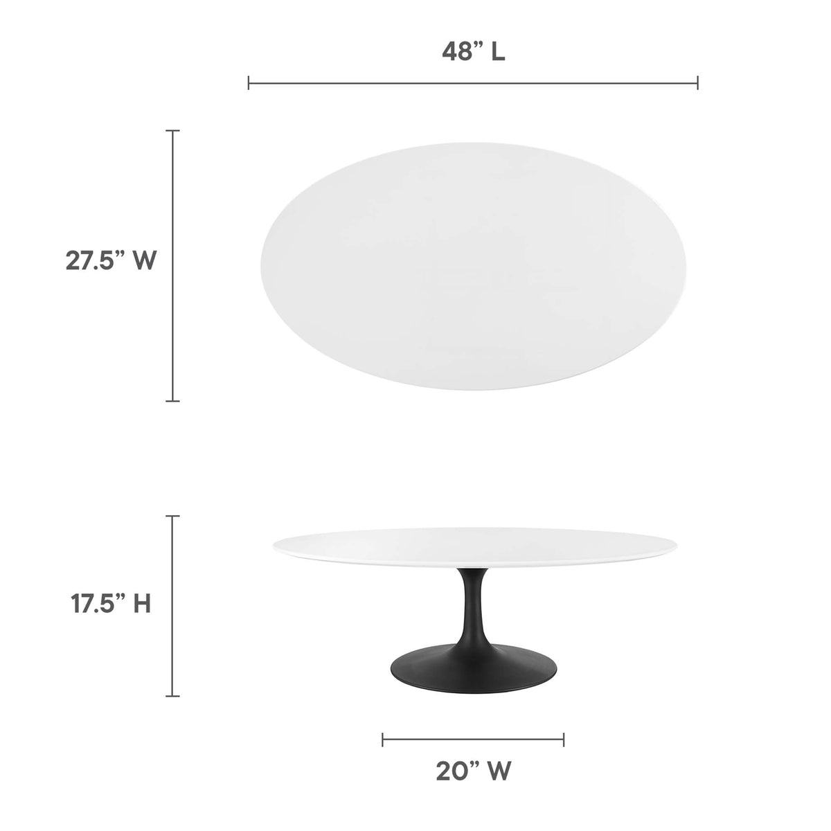 Lippa 48" Oval Wood Coffee Table - Black White