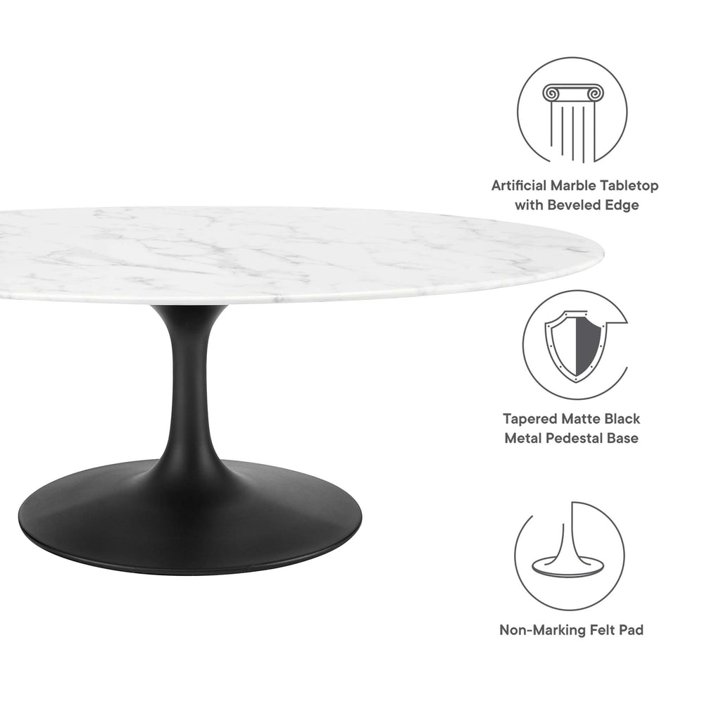Lippa 48" Oval Faux Marble Coffee Table - Black White