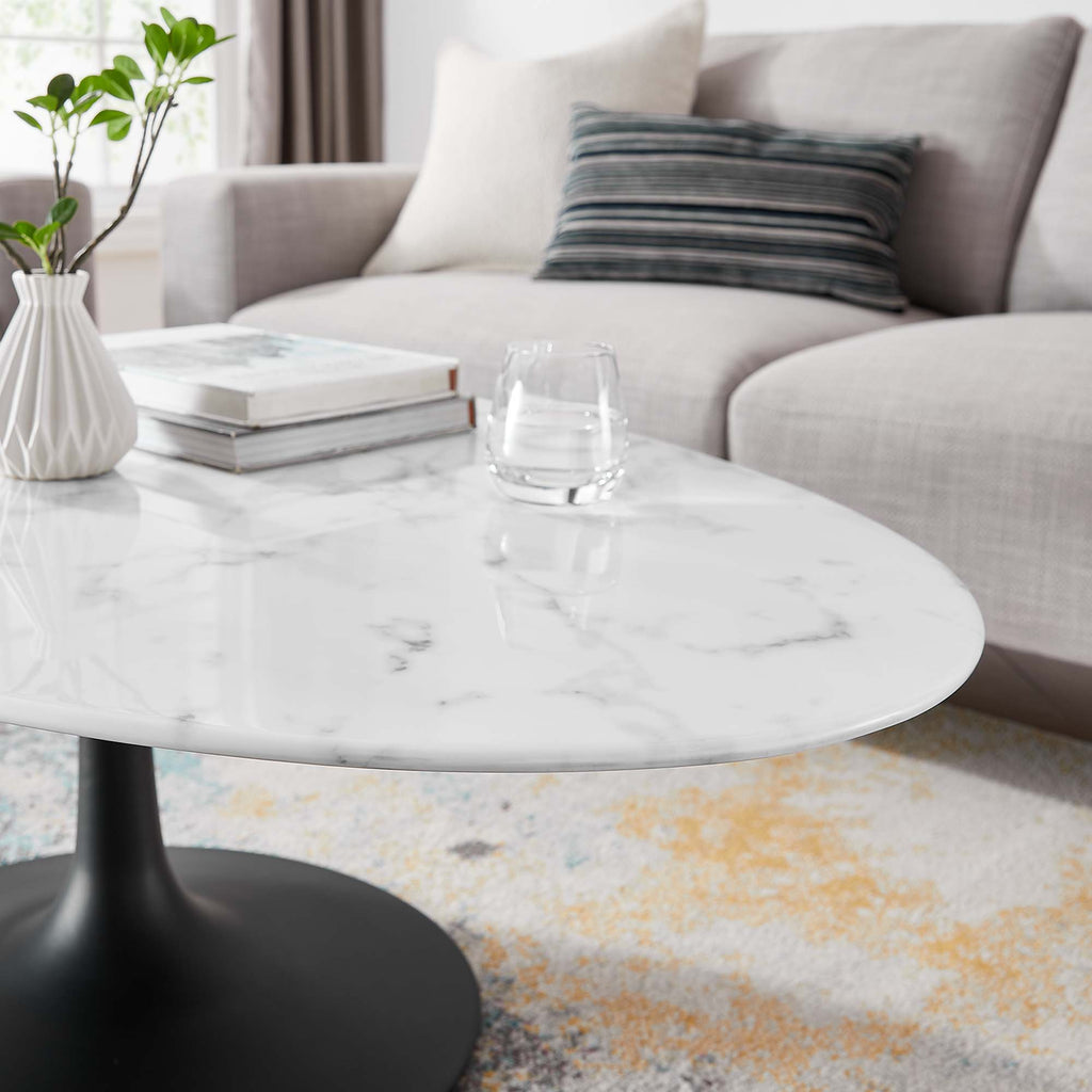 Lippa 48" Oval Faux Marble Coffee Table - Black White