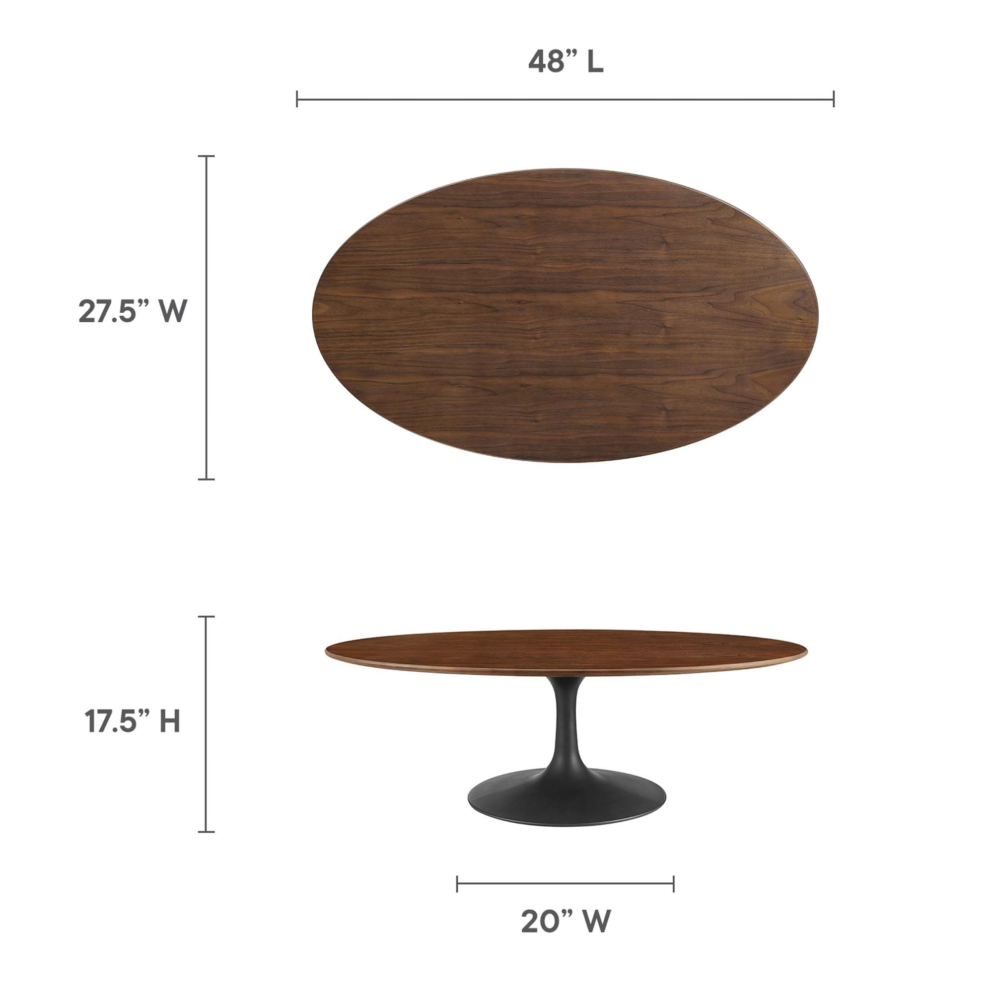 Lippa 48" Oval Wood Coffee Table - Black Walnut