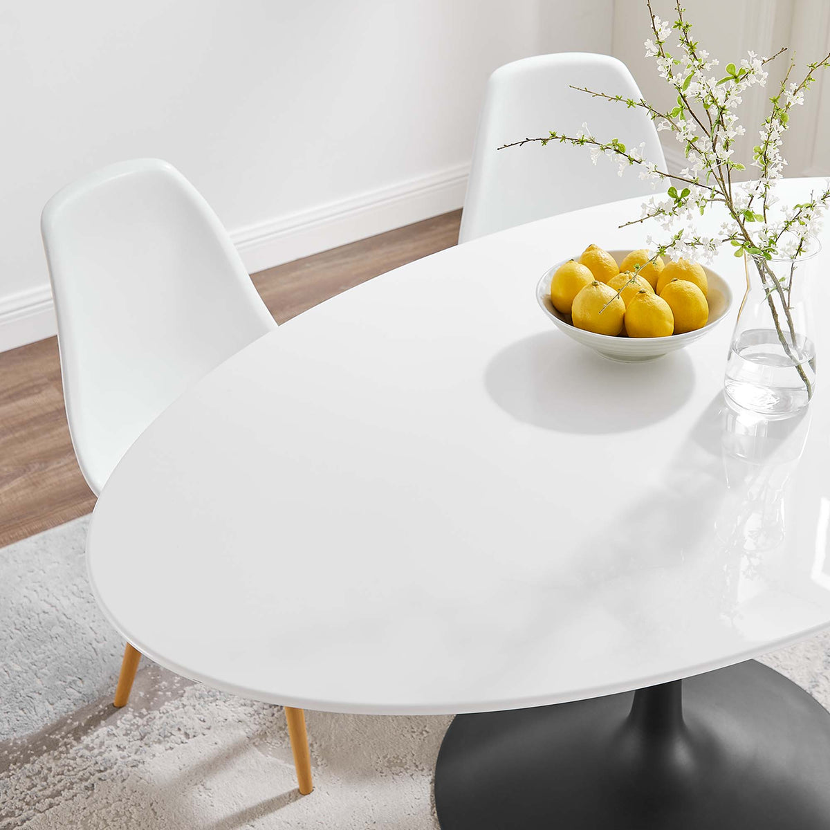 Lippa 60" Oval Wood Dining Table - Black White