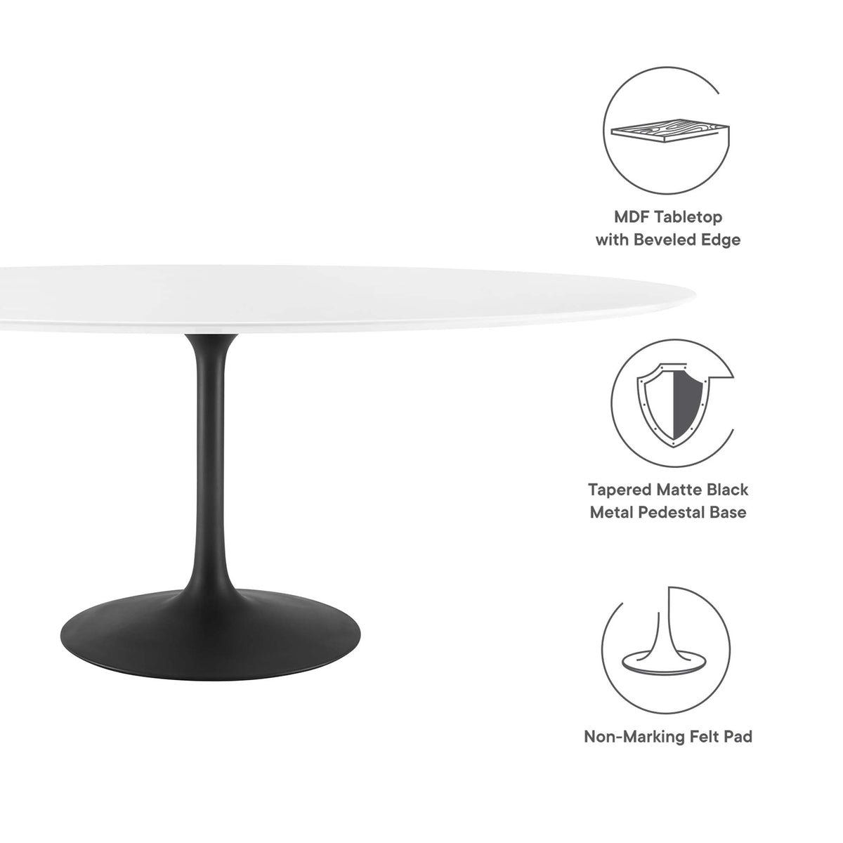 Lippa 78" Oval Wood Dining Table - Black White