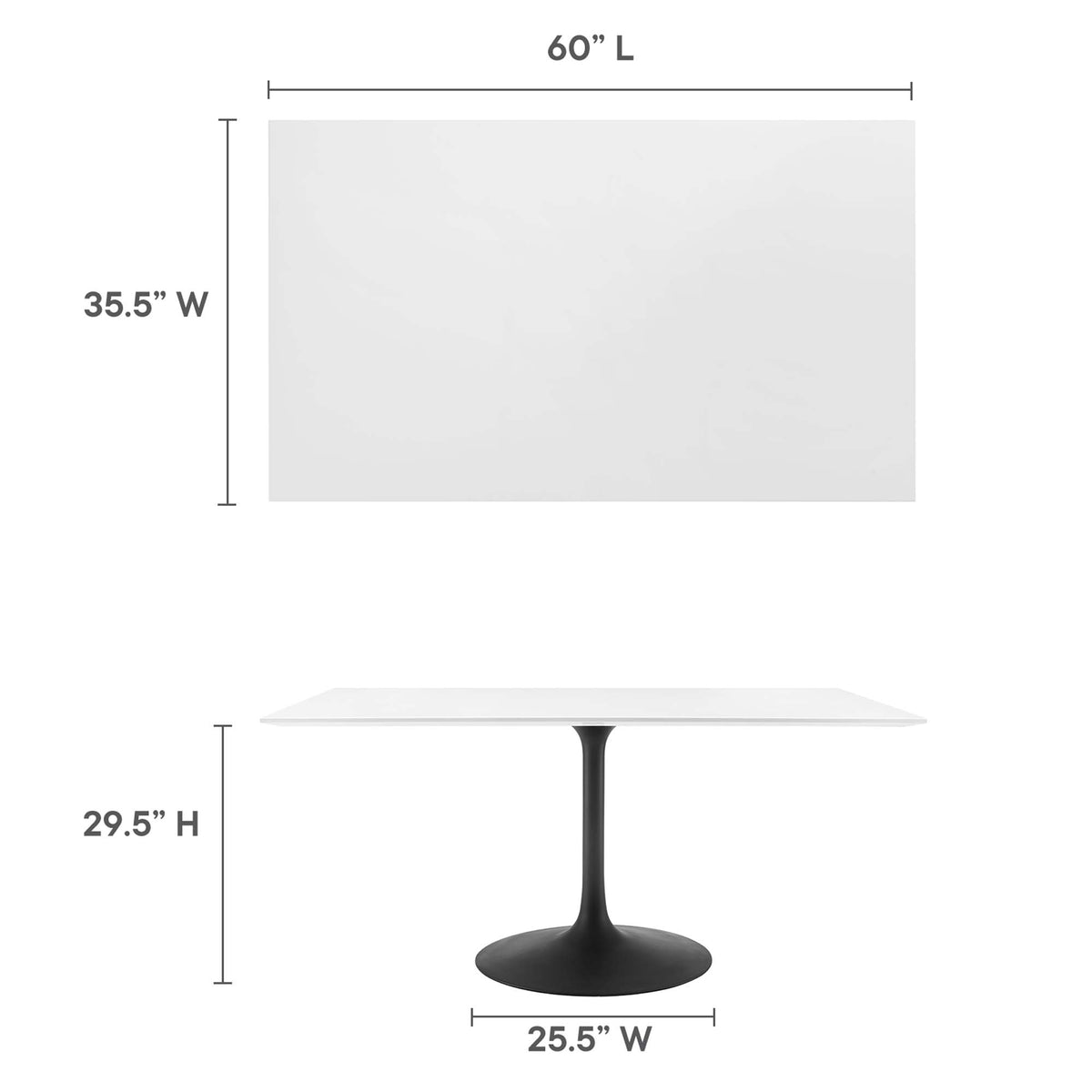 Lippa 60" Rectangle Wood Dining Table - Black White