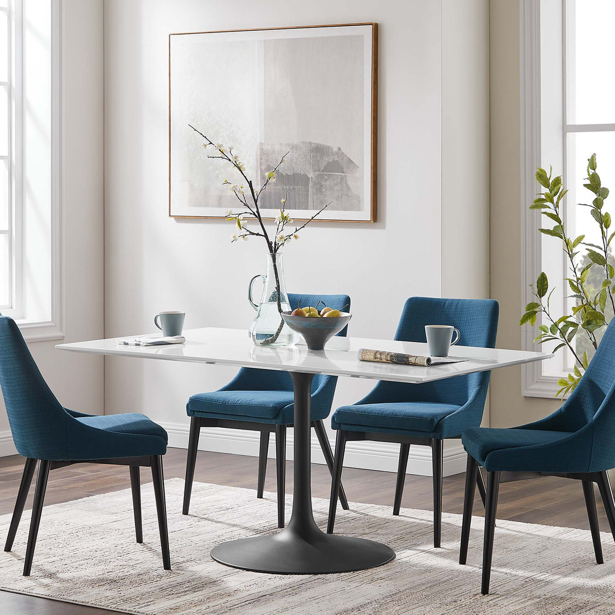 Lippa 60" Rectangle Wood Dining Table - Black White