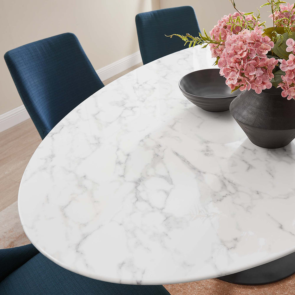 Lippa 78" Oval Faux Marble Dining Table - Black White