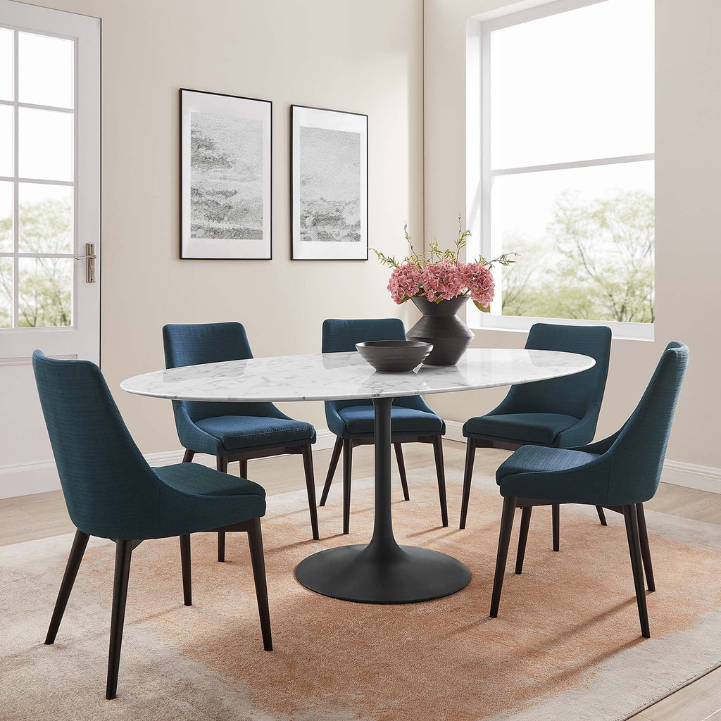 Lippa 78" Oval Faux Marble Dining Table - Black White