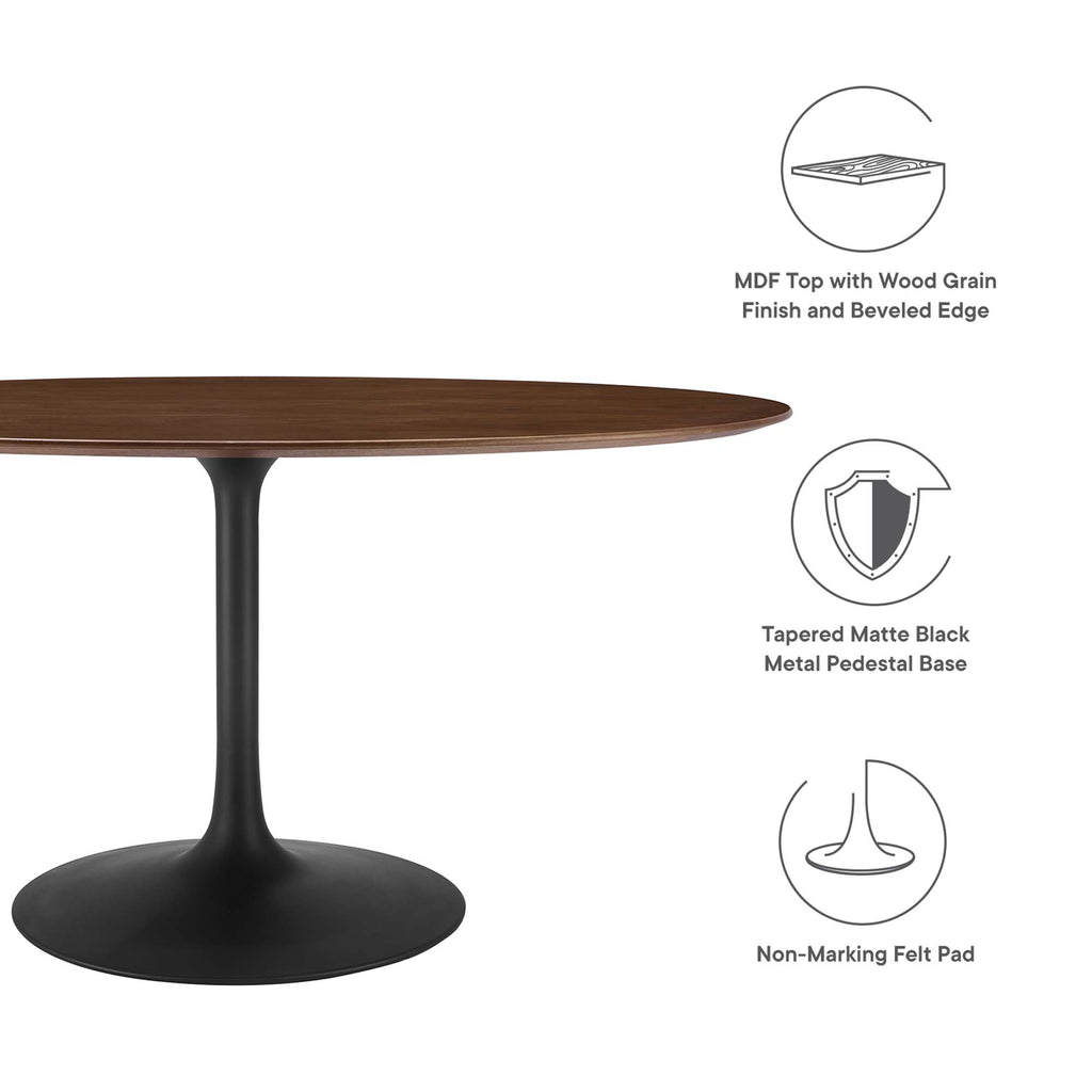 Lippa 60" Oval Walnut Wood Dining Table - Black Walnut