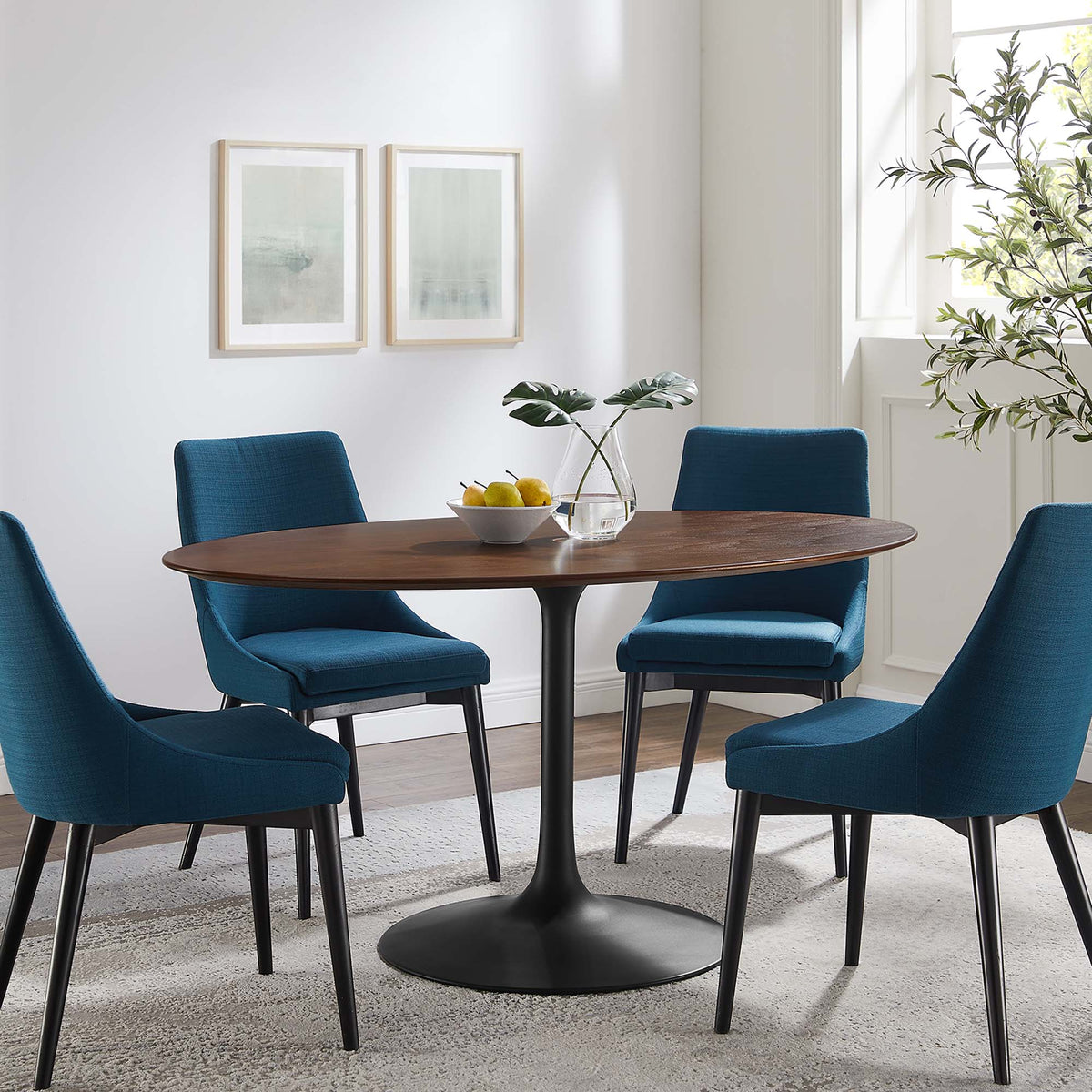 Lippa 60" Oval Walnut Wood Dining Table - Black Walnut