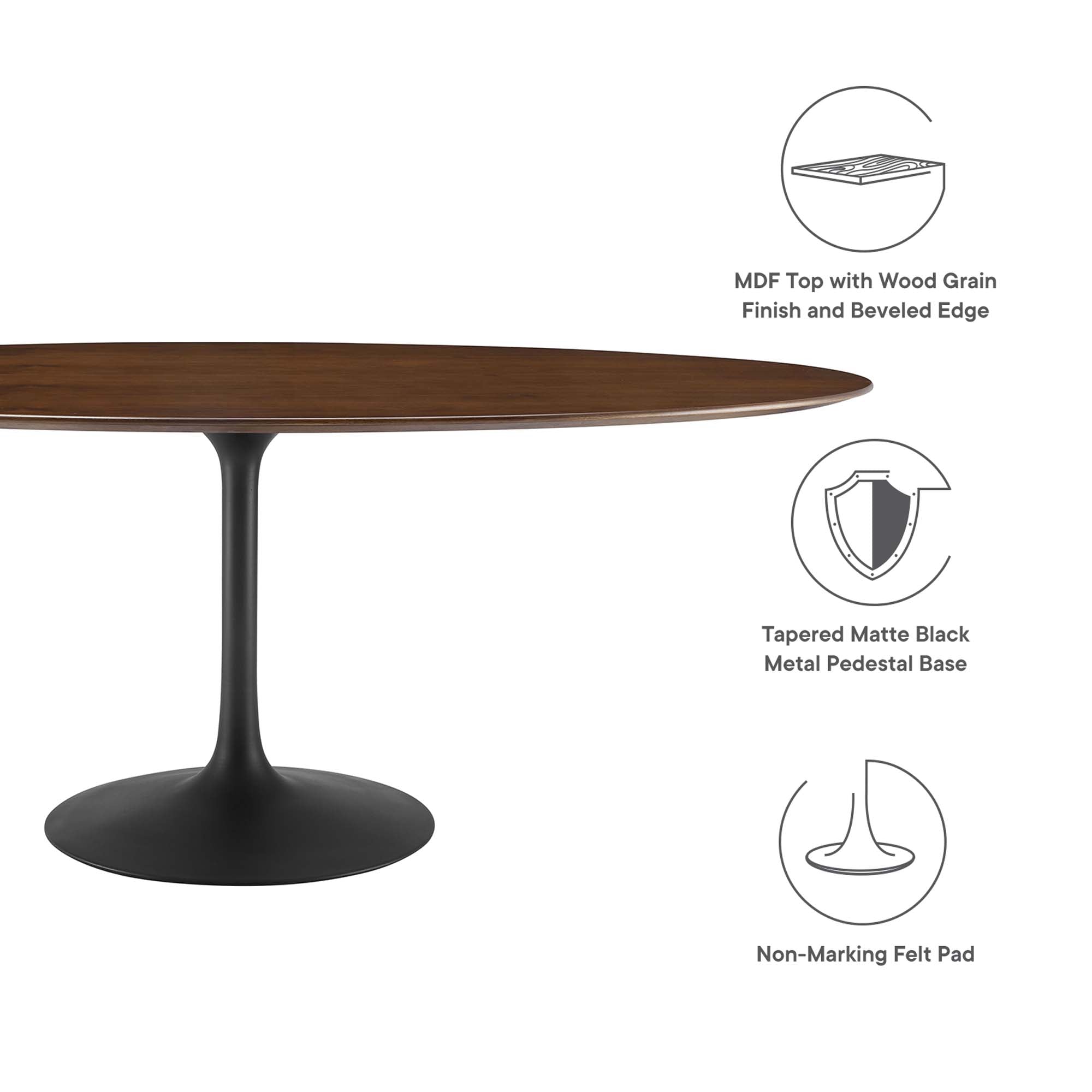 Lippa 78" Oval Walnut Wood Dining Table - Black Walnut