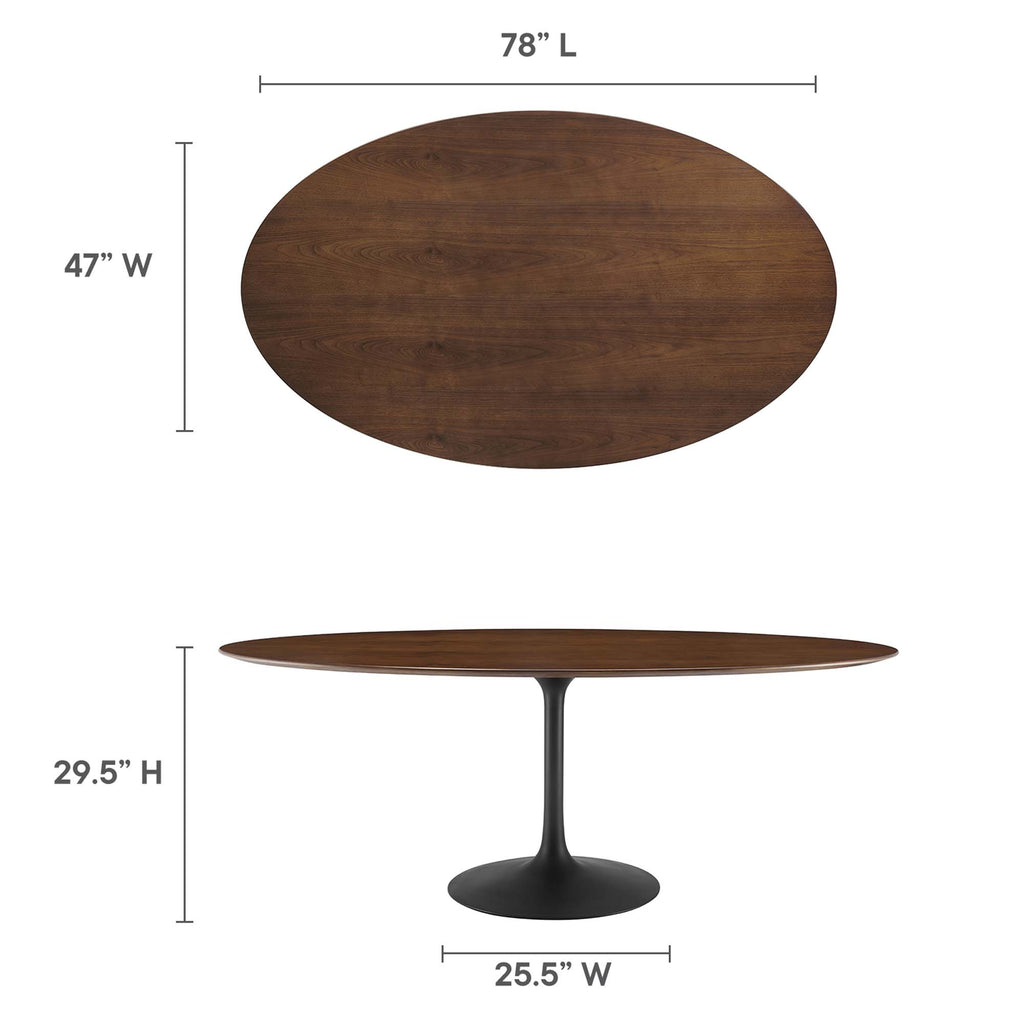 Lippa 78" Oval Walnut Wood Dining Table - Black Walnut