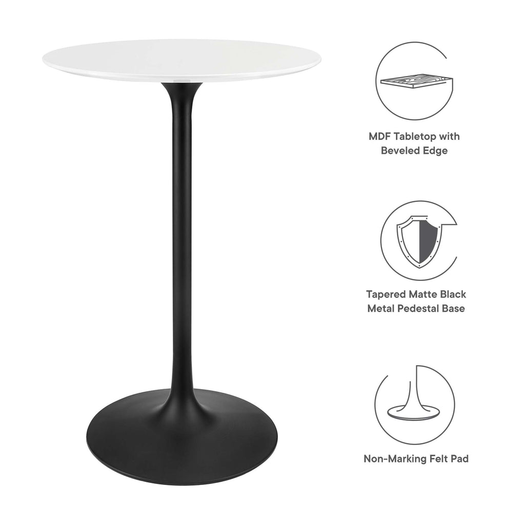 Lippa 28" Round Wood Bar Table - Black White