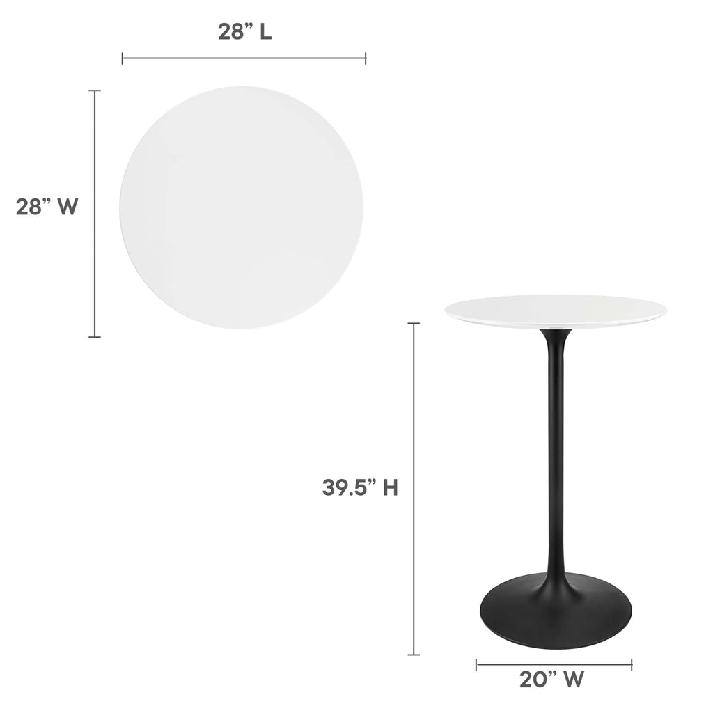 Lippa 28" Round Wood Bar Table - Black White