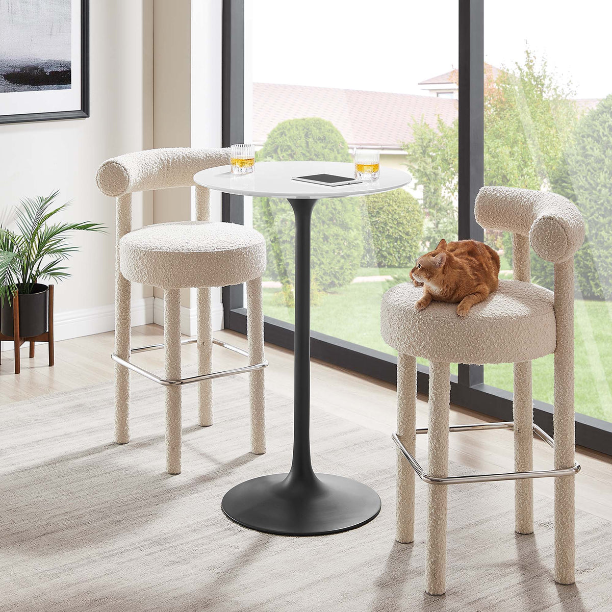 Lippa 28" Round Wood Bar Table - Black White