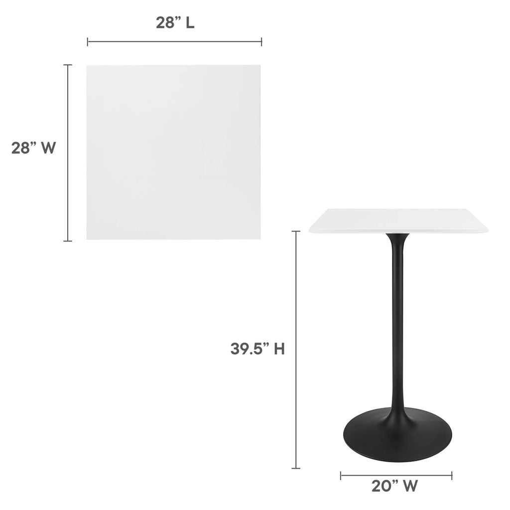 Lippa 28" Square Wood Bar Table - Black White