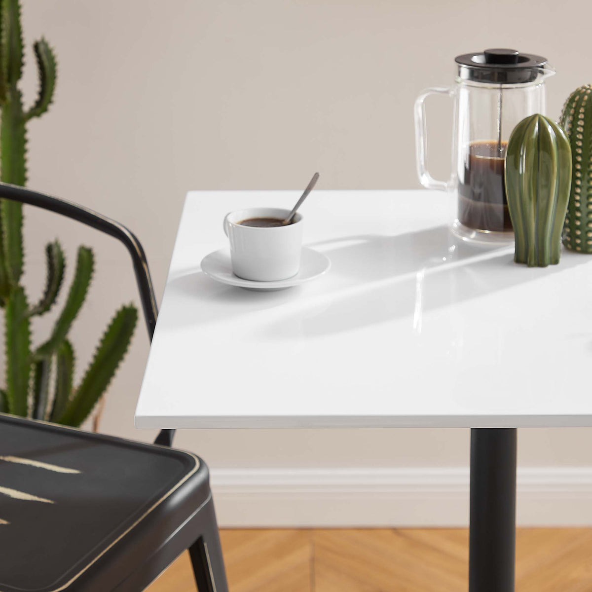 Lippa 28" Square Wood Bar Table - Black White