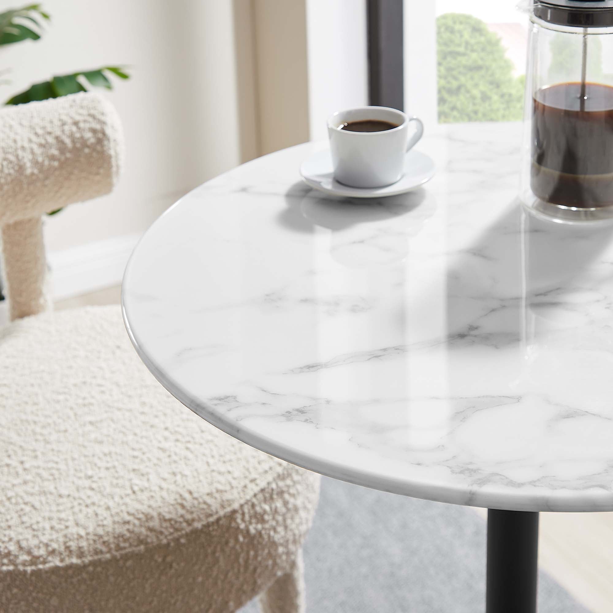 Lippa 28" Round Faux Marble Bar Table - Black White
