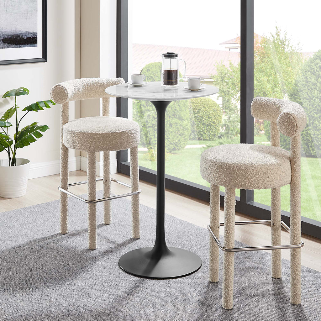 Lippa 28" Round Faux Marble Bar Table - Black White