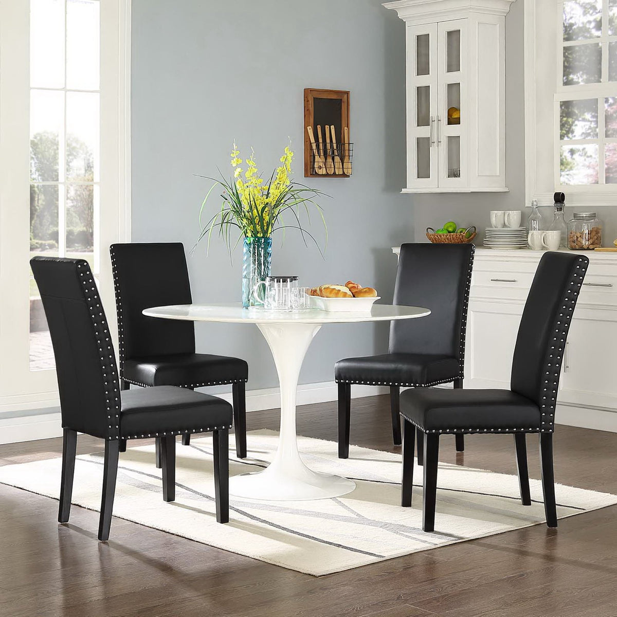 Parcel Vinyl Dining Side Chair Set of 4 - Black