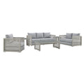 Aura 6 Piece Outdoor Patio Wicker Rattan Set - Gray Gray