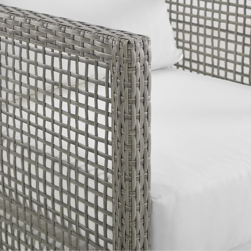 Aura 6 Piece Outdoor Patio Wicker Rattan Set - Gray White