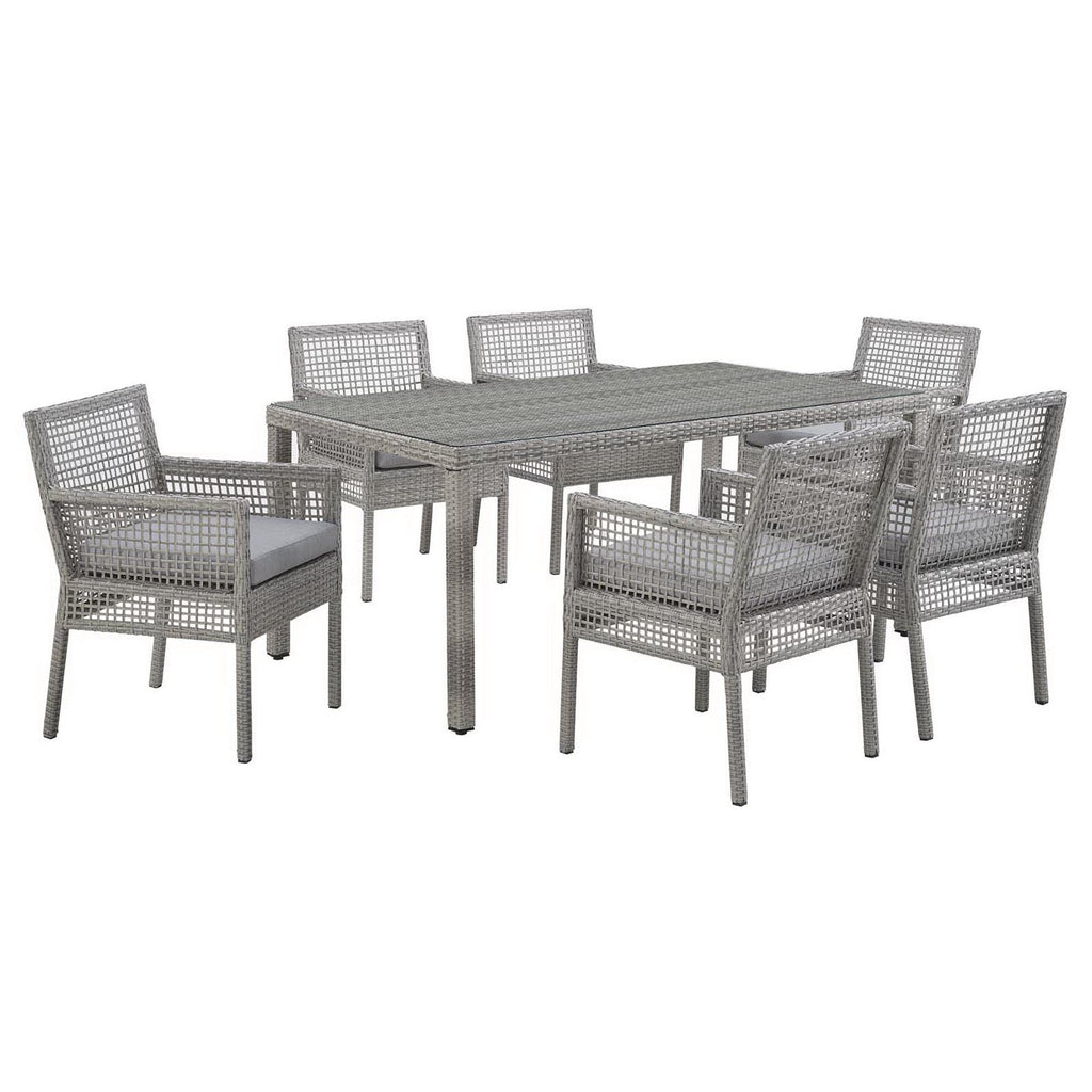 Aura 7 Piece Outdoor Patio Wicker Rattan Set - Gray Gray