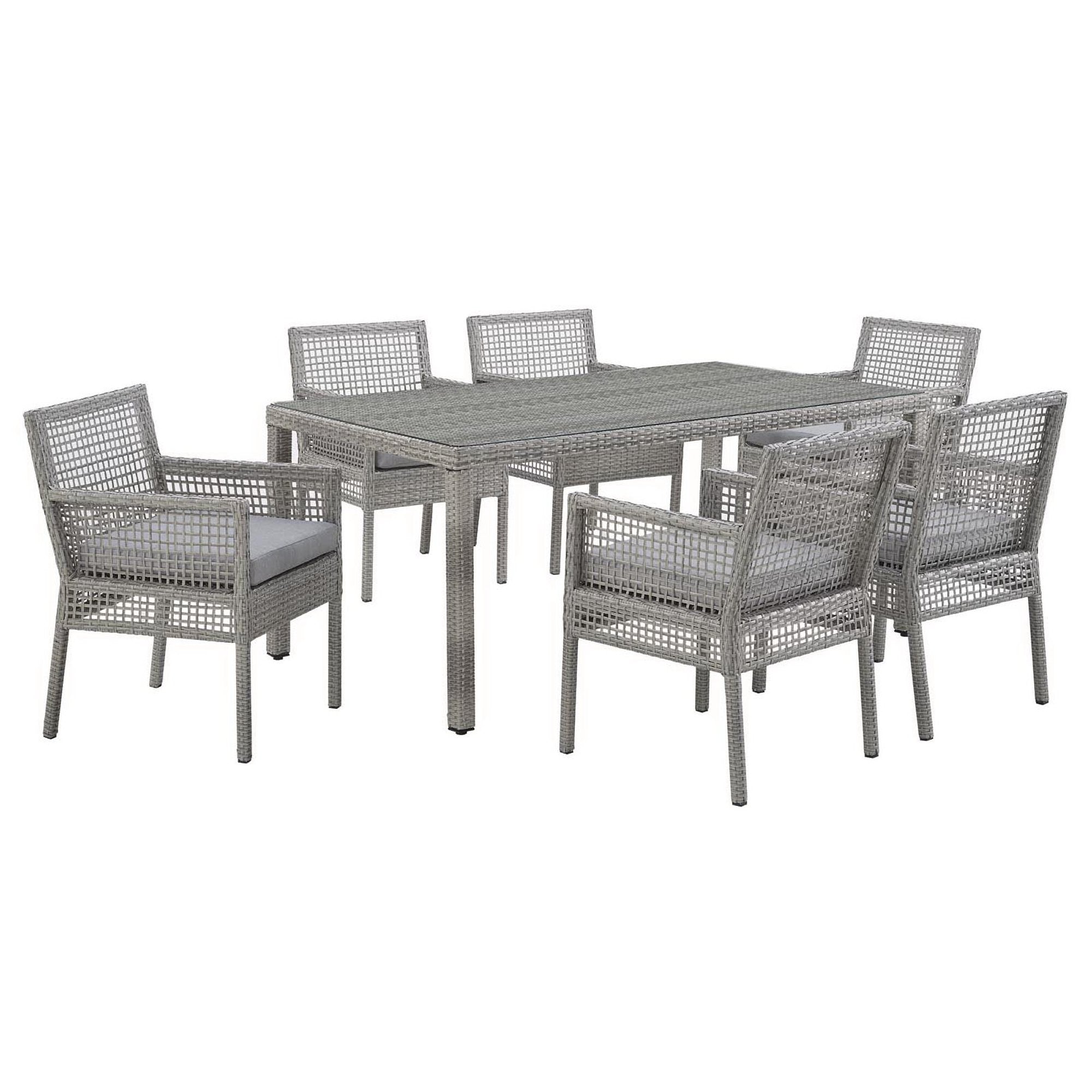 Aura 7 Piece Outdoor Patio Wicker Rattan Set - Gray Gray