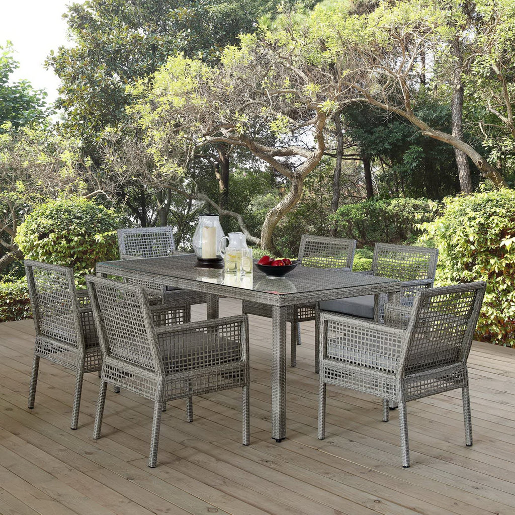 Aura 7 Piece Outdoor Patio Wicker Rattan Set - Gray Gray